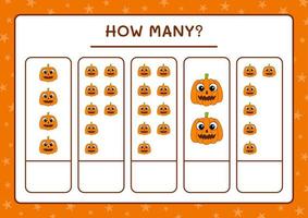 How many Pumpkin, game for children. Vector illustration, printable worksheet