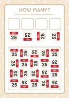 How many christmas calendar, game for children. Vector illustration, printable worksheet