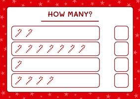 How many christmas lollipop, game for children. Vector illustration, printable worksheet