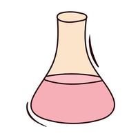 Vector isolated doodle icon of chemical flask with liquid.