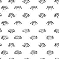 Vector flat illustration seamless pattern tea time with cups of tea and coffee. Doodle objects are cut out.