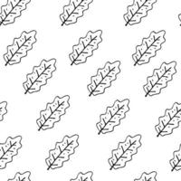 Vector flat doodle illustration. Autumn theme oak leaves seamless pattern.