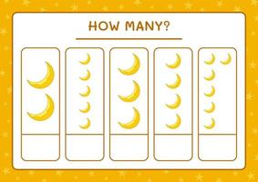 How many Moon, game for children. Vector illustration, printable worksheet