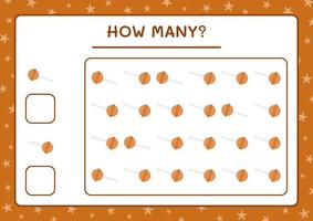 How many christmas candy, game for children. Vector illustration, printable worksheet