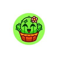 Baby Cactus logo design template with cute details vector