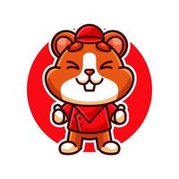 happy hamster cartoon illustration vector