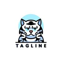 plantilla de diseño de logo de tigre aburrido con lindos detalles vector