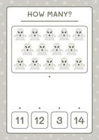 How many Ghost, game for children. Vector illustration, printable worksheet