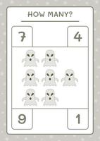 How many Ghost, game for children. Vector illustration, printable worksheet