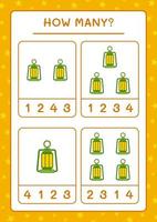 How many christmas lantern, game for children. Vector illustration, printable worksheet