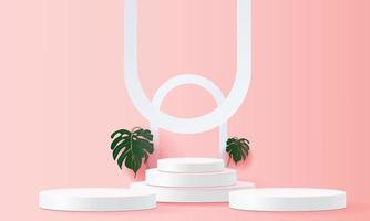 podium set minimal modern color white pastel mockup shape stand vector