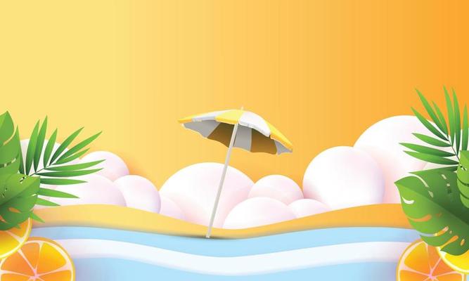 3d geometric podium mockup leaf tropical netural concept for showcase yellow background Abstract minimal scene product presentation summer season paper art