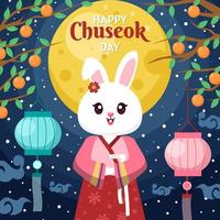 feliz día de chuseok con conejo de jade vector