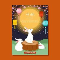 Happy chuseok day poster with jade rabbit