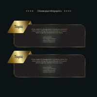 TWO buttons of premuim Infographic Vector template with gold element chart option and Premium version on a dark background templates