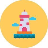 Lighthouse Flat Circle Multicolor vector