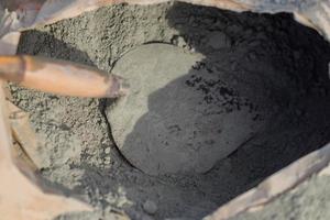 cement powder in paper bag close up photo