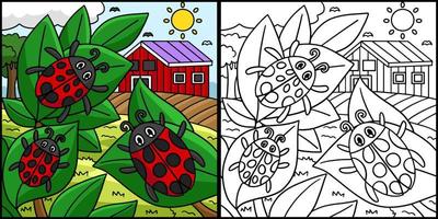 Ladybug Coloring Page Colored Illustration vector