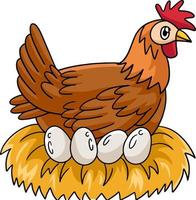 pollo con huevo cartoon color clipart vector
