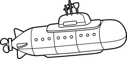 Nuclear Submarine Vehicle Coloring Page for Kids vector
