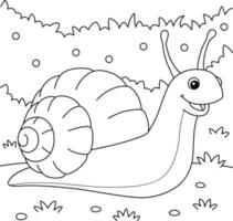Snail Animal Coloring Page for Kids vector