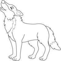 Página para colorear de animales lobo para niños vector