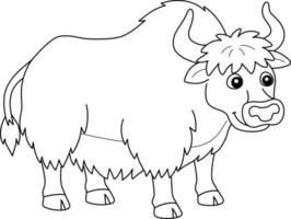 Página para colorear de animales yak para niños vector