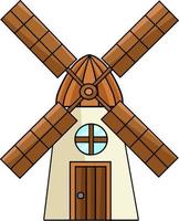 Windmill House Cartoon Colored Clipart vector