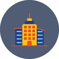 Office Building Flat Circle Multicolor vector