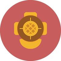 Diving Helmet Flat Circle Multicolor vector
