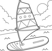 Página para colorear de vehículos de windsurf para niños vector