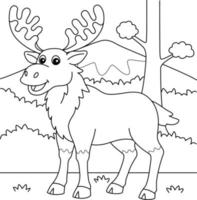 Moose Animal Coloring Page for Kids vector