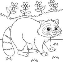 Racoon Animal Coloring Page for Kids vector