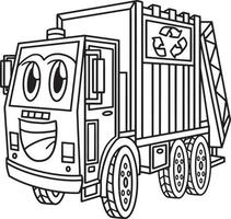 Garbage Truck with Face Vehicle Coloring Page vector