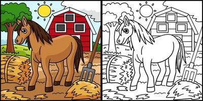 Horse Coloring Page Colored Illustration vector