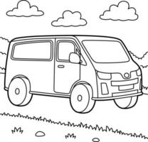 Van Vehicle Coloring Page for Kids vector