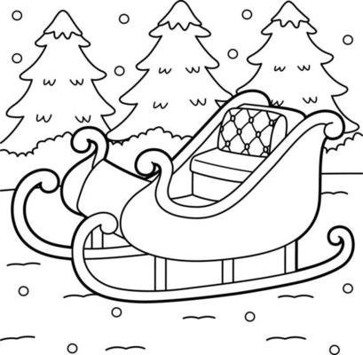Santa sleigh loaded with presents sketch icon. | Stock vector | Colourbox