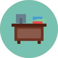 Office Desk Flat Circle Multicolor vector