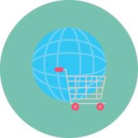 World Cart Flat Circle Multicolor vector