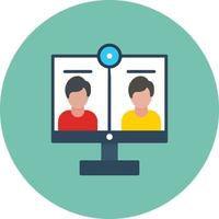 Video Call Flat Circle Multicolor vector