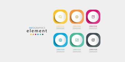 Modern vector Infographic design business template with icons and 6 options or steps. Can be used for process diagram, presentations, workflow layout, banner, flow chart, info graph. Eps10