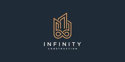 Building logo design with creative infinity element concept Premium Vector