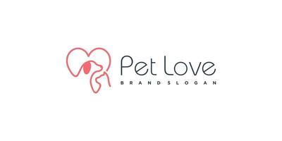 Pet love logo design with creative element concept Premium Vector