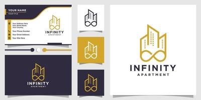 Building logo design with creative infinity element concept Premium Vector