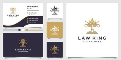 Law king logo design with creative element concept Premium Vector