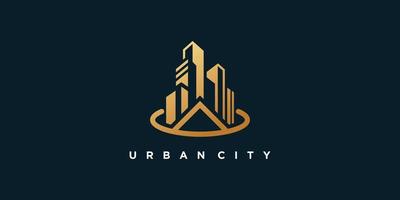 Building logo design with creative concept Premium Vector