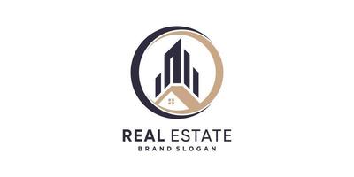 Real estate logo design with creative modern concept Premium Vector