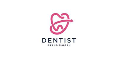 diseño de logotipo dental con vector premium de concepto de flecha