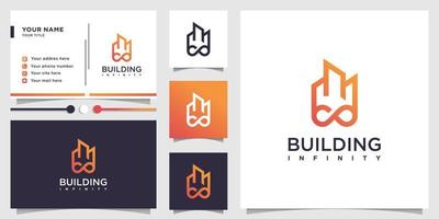 Building logo design with creative infinity element concept Premium Vector
