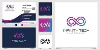Infinity logo design with technology concept Premium Vector